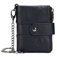 Porte-monnaie portefeuille en cuir de vache vintage pour hommes avec chaîne