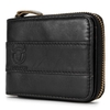 Portefeuille à glissière à deux volets en cuir véritable pour homme RFID Safe Travel Purse Pouch Gift