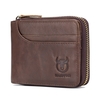 Portefeuille à glissière à deux volets en cuir véritable pour homme