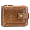 Portefeuille à glissière à deux volets en cuir véritable pour hommes pochette de sac à main de voyage sûre RFID