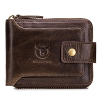 Portefeuille à glissière à deux volets en cuir véritable pour hommes pochette de sac à main de voyage sûre RFID