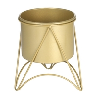 Pot de fleur avec support Pot de plante en métal doré avec support en métal doré pour herbes Orchidées Cactus succulentes Présentoir intérieur extérieur pour fleur