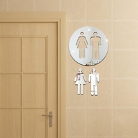 Pratique 3D Toilette WC Homme et Femme Miroir Sticker Mural BRICOLAGE Maison Amovible Décoration Autocollants