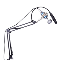 Professional Studio Broadcasting Recording Condenser Microphone Mic Kit Set 3.5mm avec Shock Mount Suspension réglable Scissor bras support de montage Clamp Pop Filter