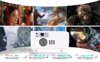 Projecteur WiFi Projecteur vidéo Full HD 1080P Compatible avec un écran de 4, 3 pouces Prise en charge du cinéma à domicile HD / USB / Audio Interface / Carte mémoire de 3, 5 mm pour écran de smartphone Divertissement de cinéma maison Projecteur LED 