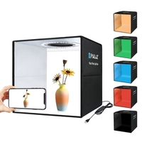PULUZ Lightbox Mini boîte à lumière de Studio Photo avec 6 décors de couleur Kit de tente de prise de vue 80 pièces éclairage de photographie pliable de pièce de lumière LED