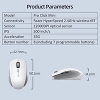 Razer Pro Click Mini souris sans fil BT + connexion bimode 2, 4 G petit et portable 7 boutons programmables prenant en charge 4 appareils