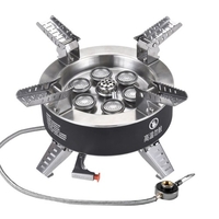 Réchaud de camping haute puissance 18000W avec allumage piézo-électrique coupe-vent cuisinière à gaz à sept cœurs cuisinière de randonnée pliable pour la pêche en plein air randonnée voyage