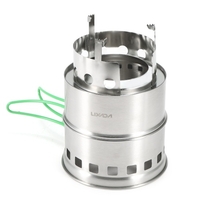 Réchaud de camping pliant en acier inoxydable Lixada Poêle à bois extérieur portable avec poignées pliables et plateau à alcool pour camping randonnée randonnée pique-nique barbecue