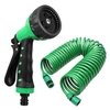 Recoil Garden Hose with Nozzle 7 Spray Patterns High Pressure Car Washer Jet/ Fan/ Mist Hand Sprayer Sprinkler with Different Connectors for Floor Fence Patio Pet Shower Lawn Irrigation