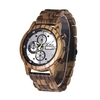 REDEAR Hommes Montre Boîtier En Bois & Bande Mouvement À Quartz Temps & Calendrier Affichage Pointeur Lumineux Chronomètre