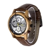 REDEAR Hommes Montre Mouvement à Quartz Boîtier en bois et bracelet en cuir Heure et calendrier Affichage Pointeur lumineux Chronomètre