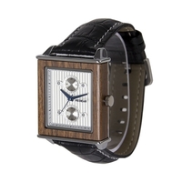 REDEAR Hommes Montre Mouvement à Quartz Boîtier en bois et bracelet en cuir Heure et calendrier Affichage Pointeur lumineux Chronomètre