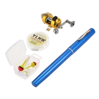 Reel Fishing Rod Combo Set Mini stylo télescopique de poche portable canne à pêche pôle + bobine en alliage d
