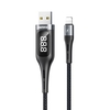 Remax RC-096i Câble de charge rapide avec affichage numérique Charge de synchronisation 2.1 Un connecteur de cordon de chargeur USB-A tressé vers Lightning avec transfert de données Compatible avec iOS Noir