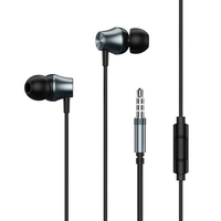 Remax RW-105 In-Ear HD Son Filaire Métal Écouteur Basse Casque avec Microphone pour Appel Téléphonique Musique Écouteurs avec Prise 3.5mm Compatible avec Téléphones Tablettes Ordinateurs