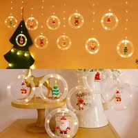 Rideau de Noël Guirlande Lumineuse Icicle Guirlande Lumineuse Père Noël Bonhomme De Neige Elk Arbre De Noël Chapeau Lumières Pendentif Lumineux Décoration De Noël Pendentif De Fenêtre