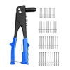 Rivet Gun Kit Riveteuse manuelle robuste à une main avec 40 rivets PCS 4 têtes interchangeables 3/32 pouces 1/8 pouces 5/32 pouces 3/16 pouces pour métal automobile chemin de fer bleu