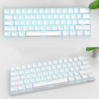 RK61 BT et clavier filaire double Mode rétro-éclairage bleu Mini clavier mécanique 61 touches pour téléphone / tablette blanc avec commutateurs marron OUTEMU