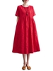 Robe ample pour femmes avec poches Floral Jacquard manches courtes robe décontractée de vacances