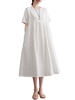 Robe ample pour femmes avec poches Floral Jacquard manches courtes robe décontractée de vacances