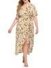 Robe de détente ample à manches courtes et à col en V pour femmes d