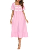 Robe longue pour femmes avec poches à volants en dentelle à manches courtes chemises de nuit amples vêtements de nuit