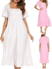Robe longue pour femmes avec poches à volants en dentelle à manches courtes chemises de nuit amples vêtements de nuit
