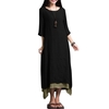 Robe Nouveau Femmes Coton Lin Vintage de Split irrégulière Hem Casual lâche Boho long Robes longues Orange / Vert Armée / Café