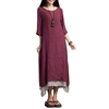 Robe Nouveau Femmes Coton Lin Vintage de Split irrégulière Hem Casual lâche Boho long Robes longues Orange / Vert Armée / Café