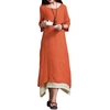 Robe Nouveau Femmes Coton Lin Vintage de Split irrégulière Hem Casual lâche Boho long Robes longues Orange / Vert Armée / Café