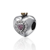 Romacci S925 argent plaqué perle coeur avec diamants CZ & Couronne pour 3mm Lucky Charm Bracelet femme Fine bricolage bijoux cadeau de Noël