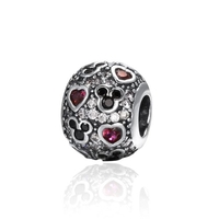 Romacci S925 argent plaqué perle Mickey & amour coeurs diamants CZ pour cadeau de Noël 3mm Bracelet/bracelet porte-bonheur bricolage femmes Fine Jewelry