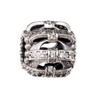 Romacci S925 argent Sterling en forme de coeur perle plaqué avec Rose rouge Double face de diamant CZ s