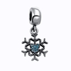 Romacci S925 argent Sterling élégant Noël flocon pendantes pendentif perle avec diamant CZ bleu pour 3mm Charm Bracelet Gourmette bricolage mode femmes bijoux accessoires nouvel an cadeau