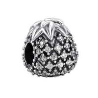 Romacci S925 argent Sterling Vintage ananas charme perle étincelante diamant CZ pour 3mm Bracelet en mode DIY personnalité femmes bijoux cadeau accessoire