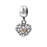 Romacci S925 pendantes en trois dimensions pendentif en argent Sterling plaqué coeur creux pour 3mm Lucky Charm Bracelet femme Fine bricolage bijoux cadeau de Noël