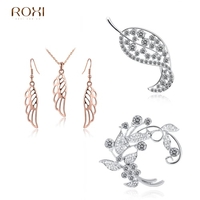 ROXI Fashion strass feuille broche Broche bijoux or blanc électrolytique élégante broche foulard boucle accessoire cadeau de mariage