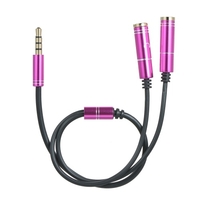 Répartiteur de casque 3, 5 mm TRRS mâle à 2 femelles Séparateur de casque 3, 5 mm en Y pour micro de casque Compatible avec téléphone/tablette,  Rose rouge