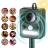 Répulsif extérieur pour animaux à ultrasons solaire avec capteur de mouvement sonore ultrasonique et lumière clignotante