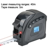 Ruban à mesurer laser,  télémètre laser numérique 2 en 1 avec écran LCD,  mesure laser 40 m,  ruban à mesurer 5 m,  zone de mesure/volume/distance/circonférence de Pythagore Noir métrique