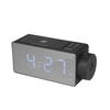 Réveil à projection avec haut-parleur BT Projecteur à 180 ° Charge sans fil Double alarmes Snooze Grand miroir Gradateur d