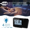 Réveil à projection pour chambre à coucher avec thermomètre Hygromètre Horloge de plafond de projet numérique Affichage à LED à intensité variable avec chargeur USB rotatif à 180 ° avec double alarme 12 / 24H Snooze