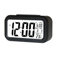 Réveil numérique intelligent avec bouton de rappel de date et de température sur le dessus Horloge de bureau rectangulaire à piles avec veilleuse pour chambre à coucher Enfants Enfants Filles Garçons