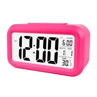 Réveil numérique intelligent avec bouton de rappel de date et de température sur le dessus Horloge de bureau rectangulaire à piles avec veilleuse pour chambre à coucher Enfants Enfants Filles Garçons