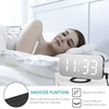 Réveil numérique LED avec grand écran de police blanche,  miroir,  surface,  fonction Snooze,  double port de charge USB pour la chambre à coucher,  chambre d