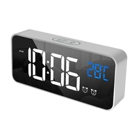 Réveil numérique LED pour chambre Horloge électronique avec thermomètre 2 alarmes Fonction Snooze Luminosité à 4 niveaux Horloges miroir Charge USB pour bureau de chevet