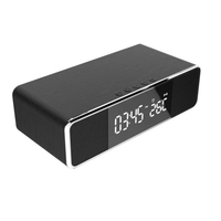 Réveil numérique pour chambre Horloge électronique avec charge sans fil 5W pour casque de téléphone Thermomètre Affichage de la température 3 alarmes 12/24H LED Écran miroir Charge USB pour chambre Bureau Bureau