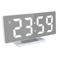Réveil numérique Réveil de bureau Miroir LED Réveils Affichage de la température