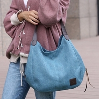 Sac à bandoulière en toile pour femme Sac à main multi-poches Vintage Totes Hobo Bags